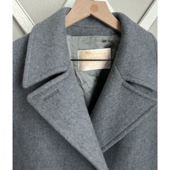 Vtg Pendleton Women's L 100% Virgin Wool Double Breasted Long Overcoat USA -Gray - Picture 6 of 14